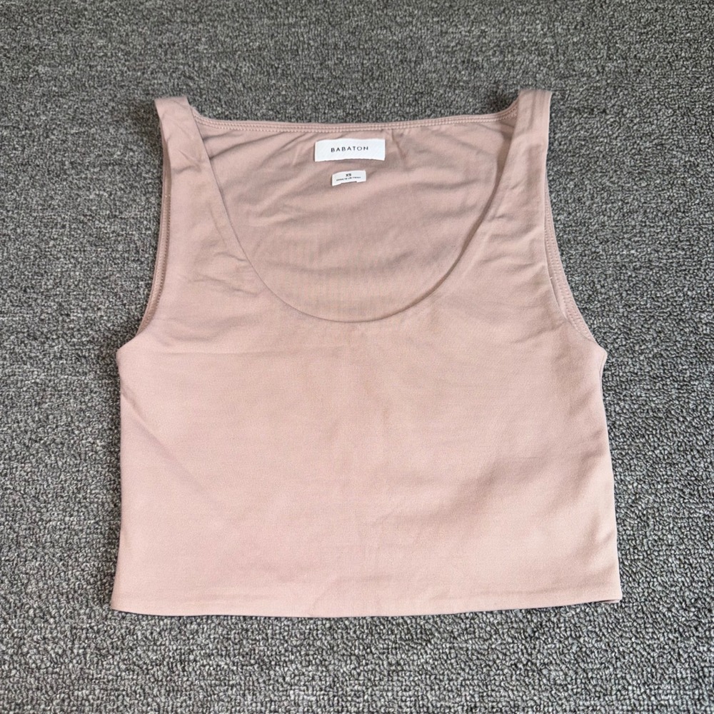 Babaton Contour Scoopneck Cropped Tank Tan Mauve Women's XS Minimalist Casual